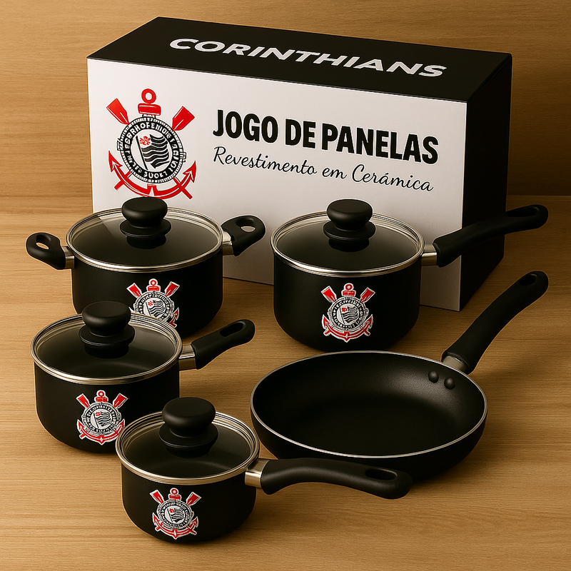 Kit 5 Panelas Oficiais Time de Futebol da Paixão